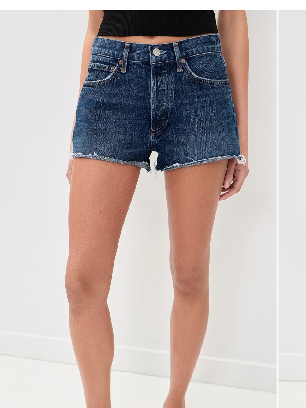 Agolde Parker High-Rise Dark Blue Denim Shorts, size 25